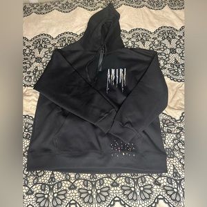 AMIRI Black Embroidered Paint Drip Core Logo Hoodie